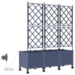 Porte-plante de jardin avec irrigation et roues 3 pc Gris PP 630564630564
