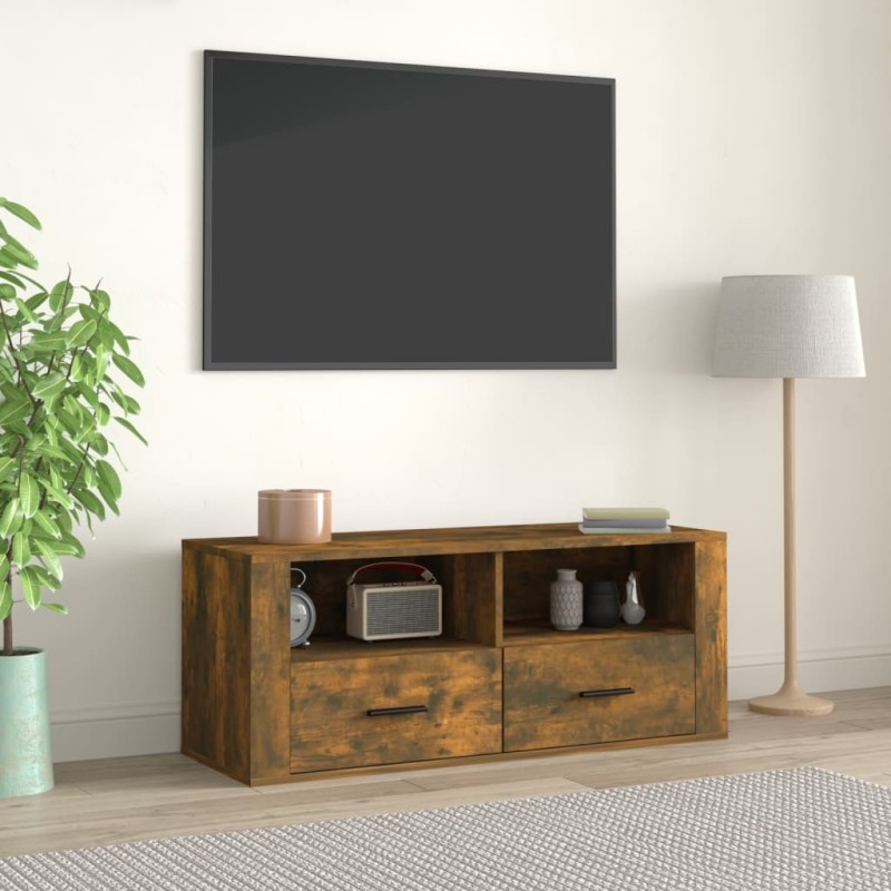 Meuble TV Chêne fumé 100x35x40 cm Bois d'ingénierie 630570630570