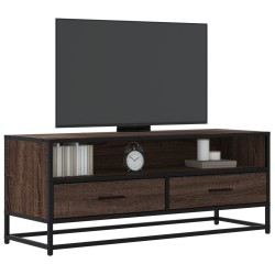 Meuble TV chêne marron 100x34,5x40cm bois d'ingénierie et métal 630571630571