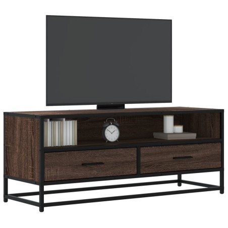 Meuble TV chêne marron 100x34,5x40cm bois d'ingénierie et métal 630571630571