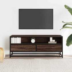 Meuble TV chêne marron 100x34,5x40cm bois d'ingénierie et métal 630571630571