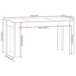 Table à manger Noir 140x74,5x76 cm Bois d'ingénierie 630582630582