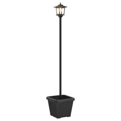 Lampadaire solaire avec pot de fleurs Noir 32 x 32 x 158 cm 630603630603