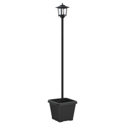 Lampadaire solaire avec pot de fleurs Noir 32 x 32 x 158 cm 630603630603