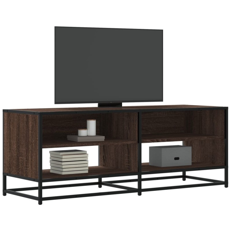 Meuble TV chêne marron 120,5x40x46cm bois d'ingénierie et métal 630618630618