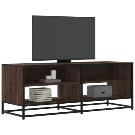 Meuble TV chêne marron 120,5x40x46cm bois d'ingénierie et métal 630618630618