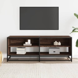 Meuble TV chêne marron 120,5x40x46cm bois d'ingénierie et métal 630618630618