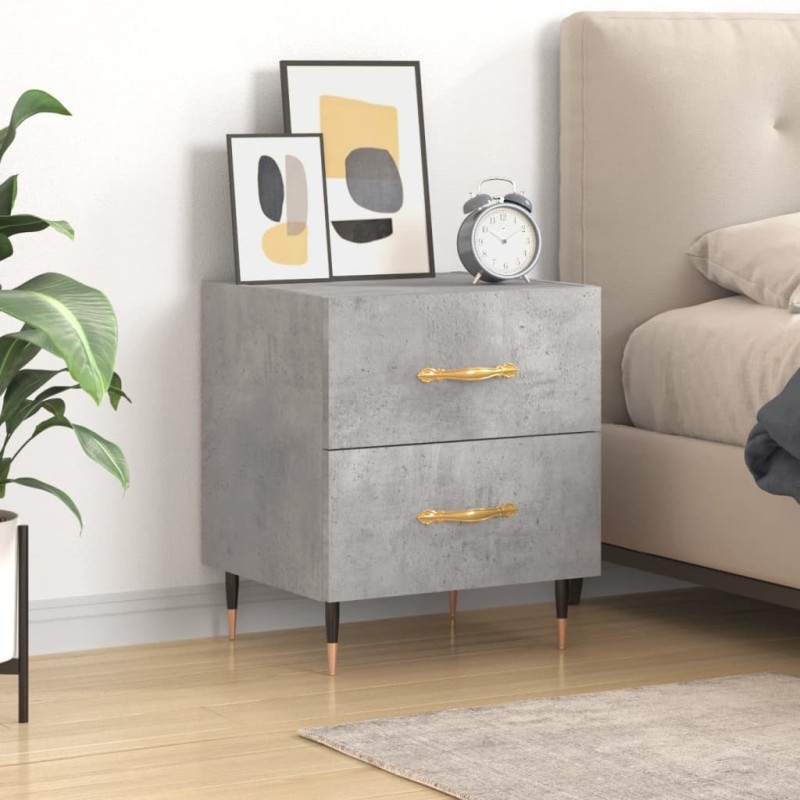 Table de chevet gris béton 40x35x47,5 cm bois d’ingénierie 630623630623