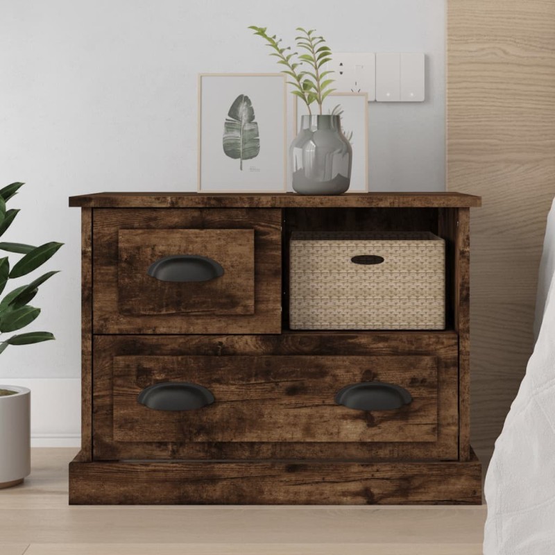 Table de chevet chêne fumé 60x39x45 cm 630624630624