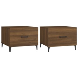 Tables basses avec pieds en métal 2 pcs Chêne marron 50x50x40cm 630629630629