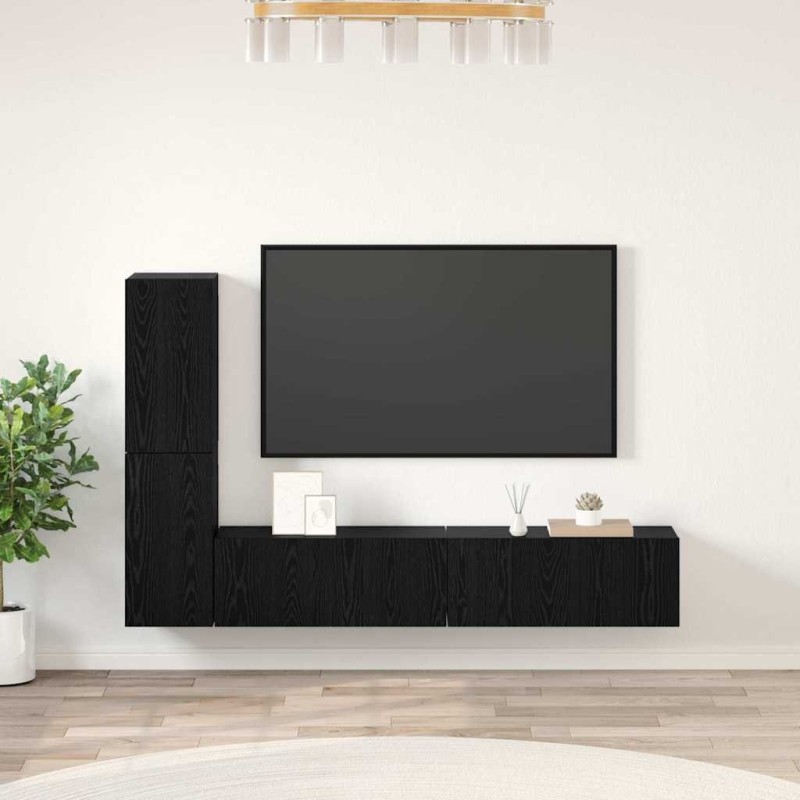 Meuble TV mural 2 pcs Chêne noir Bois d'ingénierie 630632630632