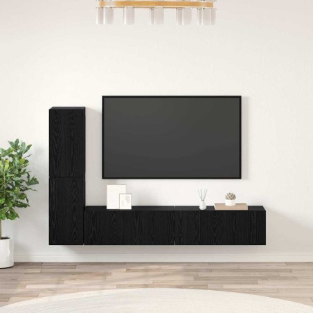 Meuble TV mural 2 pcs Chêne noir Bois d'ingénierie 630632630632