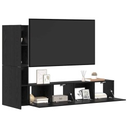 Meuble TV mural 2 pcs Chêne noir Bois d'ingénierie 630632630632