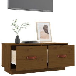 Meuble TV Marron miel 80x34x35 cm Bois de pin massif 630636630636