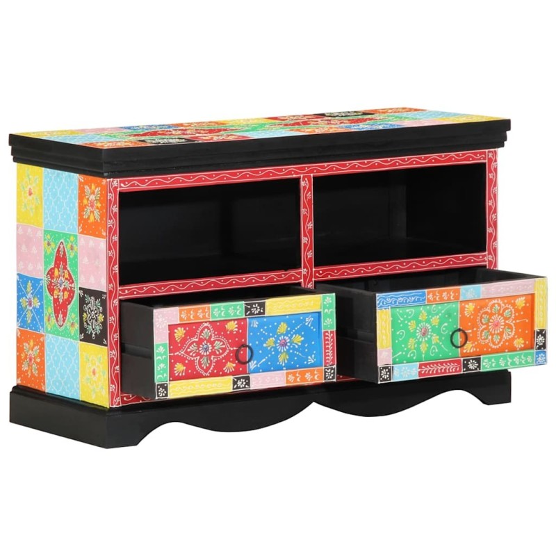 Meuble TV Multicolore 80 x 35 x 50 cm Bois de mangue massif 630637630637