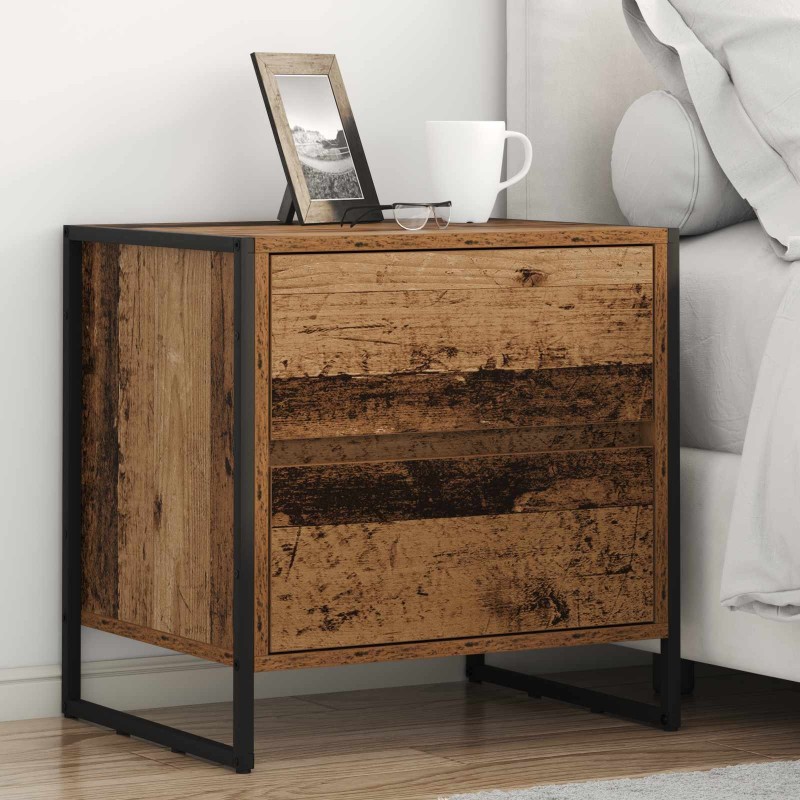 Table de chevet avec tiroir 2 pcs Bois Ancien 50 x 39,5 x 50 cm 630641630641