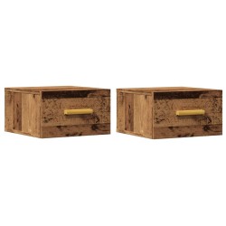 Tables de chevet murales 2 pcs vieux bois 35x35x20 cm 630644630644