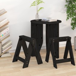 Tabourets lot de 2 noir 40x40x45 cm bois massif de pin 630651630651