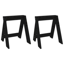 Tabourets lot de 2 noir 40x40x45 cm bois massif de pin 630651630651