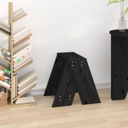Tabourets lot de 2 noir 40x40x45 cm bois massif de pin 630651630651