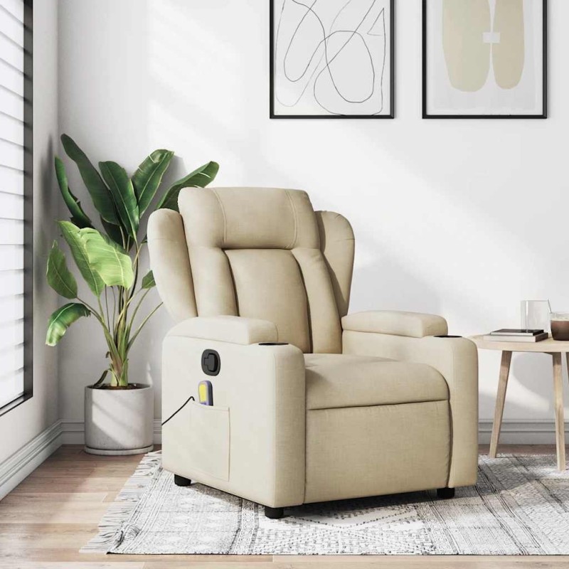 Fauteuil inclinable de massage crème tissu 630659630659
