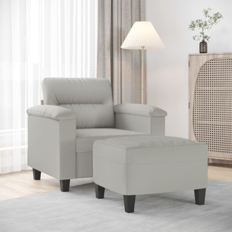 Fauteuil avec repose-pied Gris clair 60 cm Tissu microfibre 630662630662