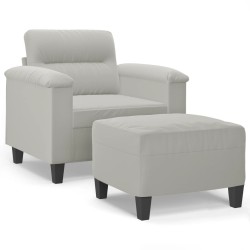 Fauteuil avec repose-pied Gris clair 60 cm Tissu microfibre 630662630662