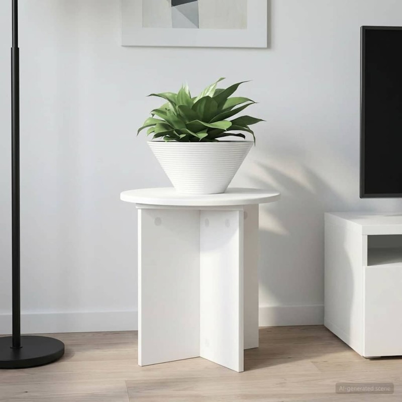 Support de Plante 2 pcs Blanc Ø40 x 40 cm Bois d'ingénierie 630664630664