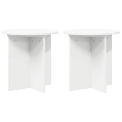 Support de Plante 2 pcs Blanc Ø40 x 40 cm Bois d'ingénierie 630664630664
