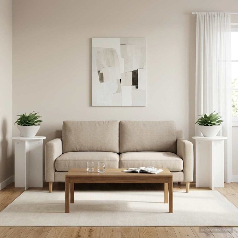 Support de Plante 2 pcs Blanc Ø40 x 60 cm Bois d'ingénierie 630665630665