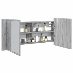 Armoire à miroir à LED de bain gris sonoma 100x12x45 cm 630686630686
