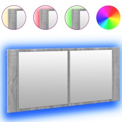 Armoire à miroir à LED de bain gris sonoma 100x12x45 cm 630686630686