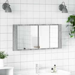 Armoire à miroir à LED de bain gris sonoma 100x12x45 cm 630686630686