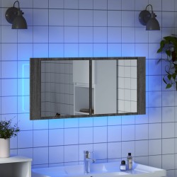 Armoire à miroir à LED de bain gris sonoma 100x12x45 cm 630686630686