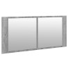 Armoire à miroir à LED de bain gris sonoma 100x12x45 cm 630686630686