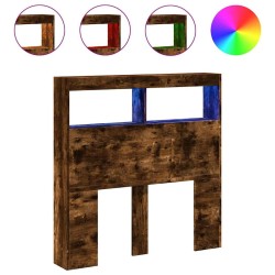 Armoire tête de lit avec LED chêne fumé 100x17x102 cm 630688630688