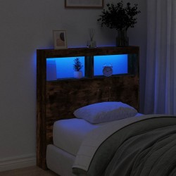 Armoire tête de lit avec LED chêne fumé 100x17x102 cm 630688630688