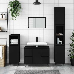 Armoire de salle de bain noir 80x33x60 cm bois d'ingénierie 630708630708