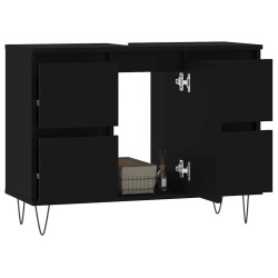 Armoire de salle de bain noir 80x33x60 cm bois d'ingénierie 630708630708