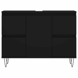 Armoire de salle de bain noir 80x33x60 cm bois d'ingénierie 630708630708
