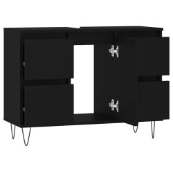 Armoire de salle de bain noir 80x33x60 cm bois d'ingénierie 630708630708