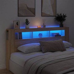 Tête de lit à LED chêne sonoma 200x18,5x103,5cm bois ingénierie 630718630718