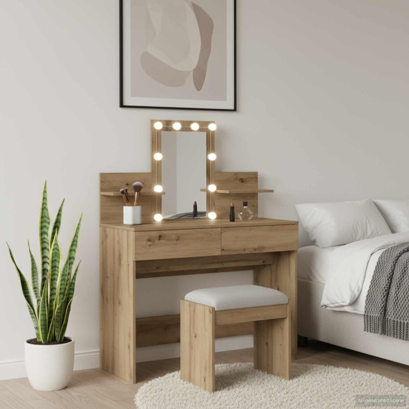 Table de Toilette Chêne artisanal 100 x 40 x 130 cm 630721630721