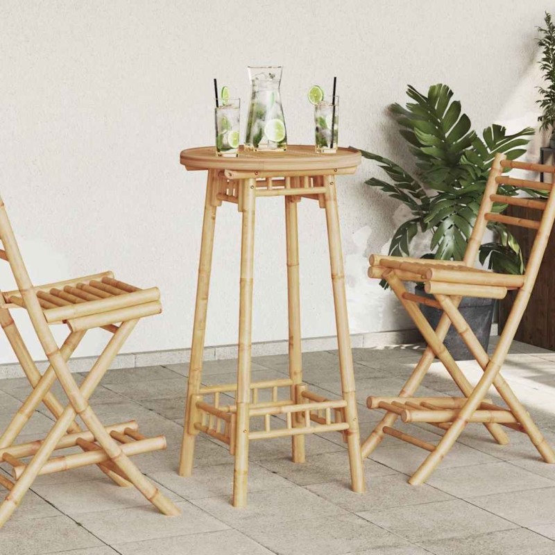 Table de bar d'extérieur ronde en bambou Ø55x100 cm 630723630723