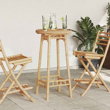 Table de bar d'extérieur ronde en bambou Ø55x100 cm 630723630723
