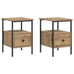 Tables de chevet 2 pcs chêne artisanal bois d'ingénierie 630750630750