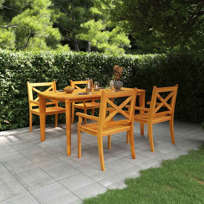 Ensemble à manger de jardin 5 pcs Bois d'acacia solide 630754630754