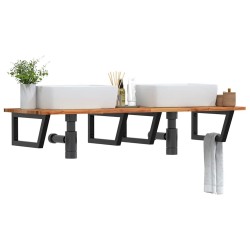 Étagère de vasque murale acier et bois massif d'acacia 630762630762
