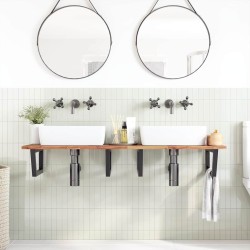 Étagère de vasque murale acier et bois massif d'acacia 630762630762