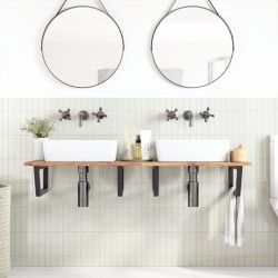 Étagère de vasque murale acier et bois massif d'acacia 630763630763